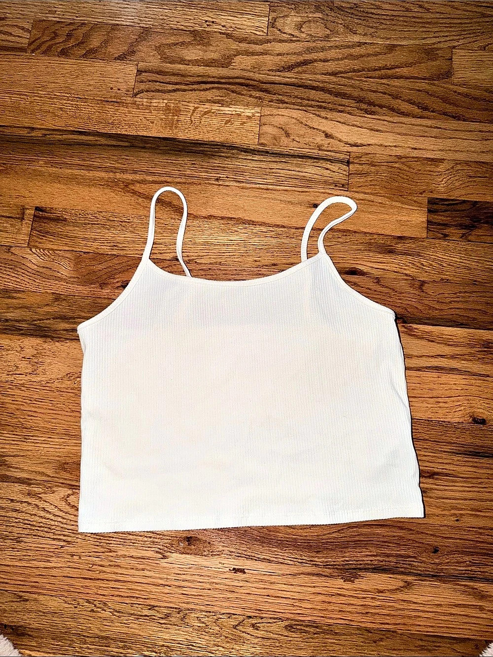 American Eagle Ribbed Cami Tank in White Size Large